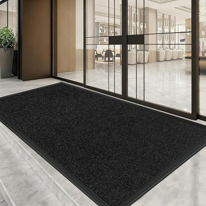 2ft x 4ft Front Door Mat Indoor Outdoor Entrance, Commercial Heavy Duty Entryway Matt, Non-Slip Rubber Backing Low Profile Doormat, Waterproof Dirt Trapper Welcome Mat for High Traffic Area