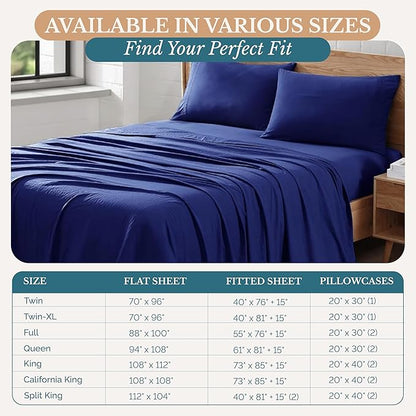 Casa Platino Twin Sheet Set, Pre-Washed Ultra Soft & Breathable Bed Sheets Twin Size, Brushed Microfiber Twin Sheets, Fade Resistant, Sheets Twin Size Bed Set with Deep Pockets - Navy