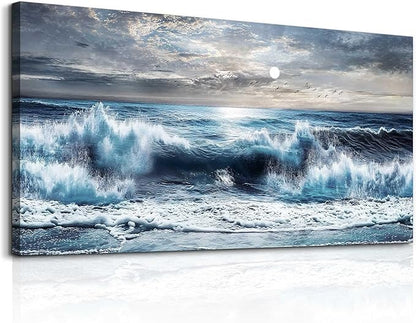 ERQINHUA Large Wall Art For Living Room Canvas Wall Decor For Bedroom Marine Landscape Painting Restaurant Office Canvas Art Prints Pictures Artwork Ready To Hang Bathroom Home Decorations 20"x40"