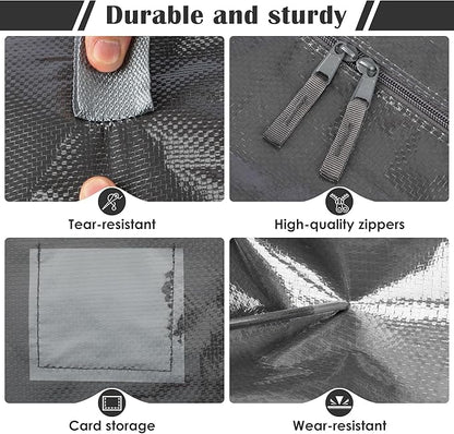 12 Pack Extra Heavy Duty Large Moving Bags with Reinforced Zipper & Wide Handles, Waterproof Storage Bins for Clothes, College Dorm, Travel, and Home Organization, Gray