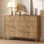 CARPETNAL Fluted 9 Drawer Dresser for Bedroom, 55" Wide Wooden Chest of Drawers with Rounded Corners, Gold Handles, Modern Storage Organizer for Bedroom, Hallway(Walnut)