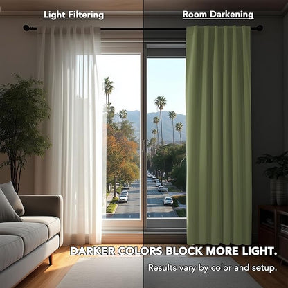 Deconovo Blackout Curtains, Thermal Insulated, W70 x L84 2 Panels, Back Tab, Machine Washable, Room-Darkening Drapes for Bedroom/Living Room Sage Green
