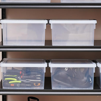 Citylife 22.2 QT 6 Packs Plastic Storage Bins with Lids and Secure Latching Buckles Clear Stackable Storage Containers for Organizing Durable Storage Box