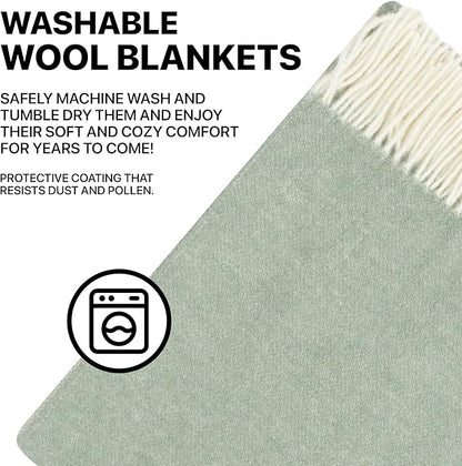 | Wool Blanket/Throw | 100% New Zealand Wool | Perfect for Home and Outdoors | Virgin Wool Throw with Fringes 55"x79"(140 x 200 cm)