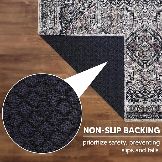 Keen Home Design 2x10 Rug - Machine Washable Runner Rug with Non-Slip Backing, Ideal for Hallway, Entryway, Kitchen, Laundry Room - Vintage, Easy Clean, Durable, Low Pile - (2'6" x 10')