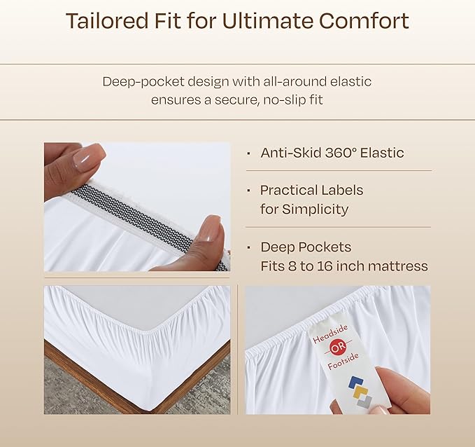 California Design Den Luxury Sheets Full Size Bed Set - Buttery Soft 800 Thread Count Sateen, 100% Cotton Sheet Sets, Deep Pockets, Durable Bedding Set - White