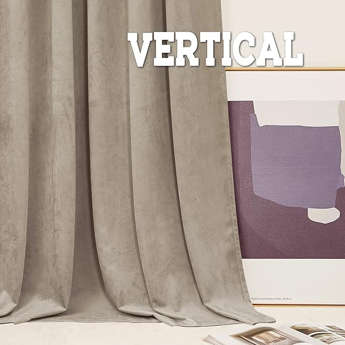 RYB Home Farmhouse Curtains Elegant Velvet, Darkening Privacy Shades as Window Treatment Thermal Curtains for Living Room Bedroom Dining Room, Camel Beige, W52 x L108 inches, Set of 2