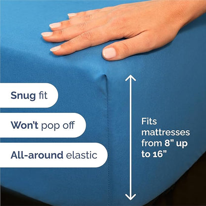 King 6 Piece Sheet Set - Cooling, Comfy & Breathable - Hotel Luxury Bedding, Includes Fitted Sheet for Women, Men, Kids & Teens - 1 Flat, 1 Fitted Sheet, 4 Pillowcases with Deep Pockets - Denim Blue