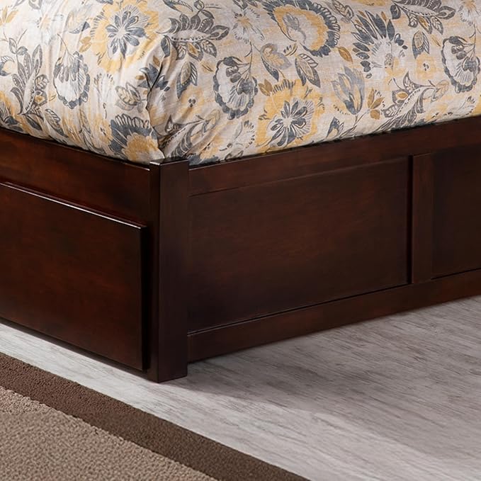 AFI Concord Full Size Platform Bed with Footboard & Full Trundle in Walnut