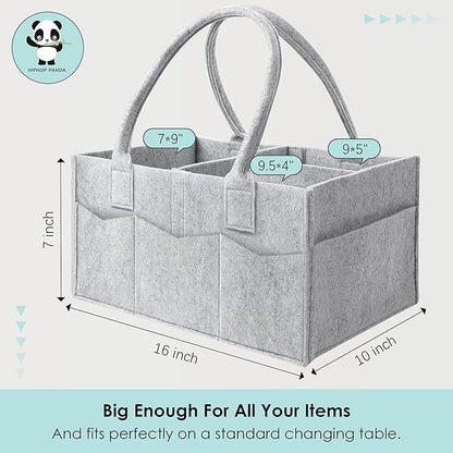 HIPHOP PANDA 2-Pack Diaper Caddy Organizer - Nursery Storage Bin & Car Organizer for Diapers, Wipes, and Baby Essentials - Dual-Color Solid Set (Dark Grey/Grey), Large Size
