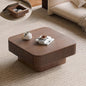 Square Small Coffee Table with Storage, Modern Wooden Coffee Table with Solid Wood Veneered, Fluted Center Table Drum Tea Table for Living Room Apartment, 31.5''L×31.5''W×14''H