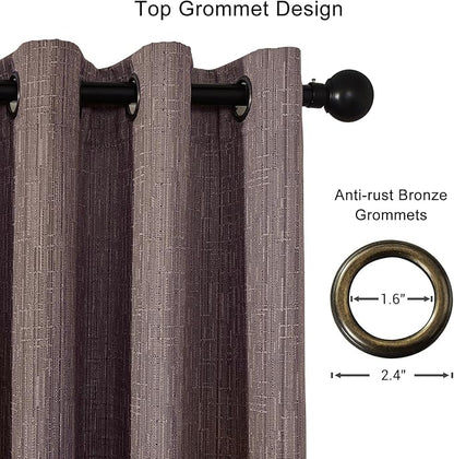 Jacquard Linen Curtains 84 inch Length 2 Panels Thick Faux Linen Blended Window Drapes Burlap Textured Curtains with Grommet for Living Room Bedroom Farmhouse (52x84 Fashion Purple) Natural