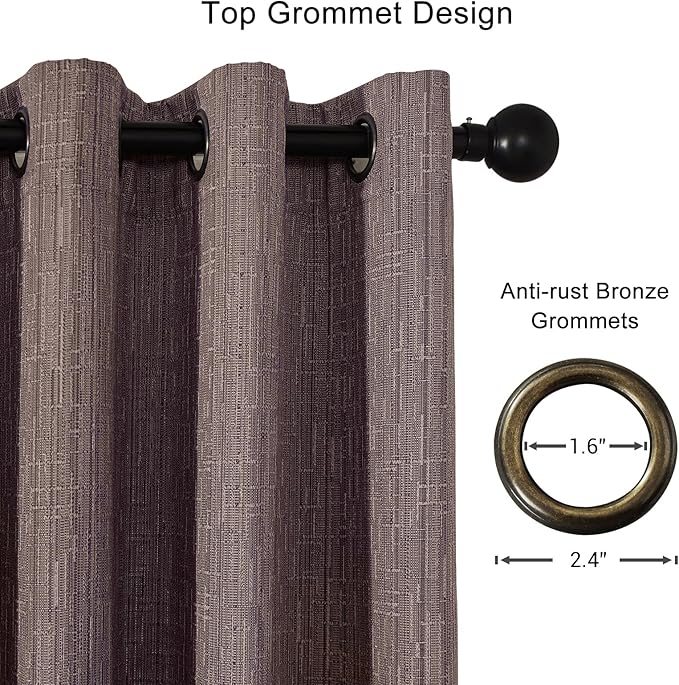 Jacquard Linen Curtains 108 inch Length 2 Panels Thick Faux Linen Blended Window Drapes Burlap Textured Curtains with Grommet for Living Room Bedroom Farmhouse (52x108 Fashion Purple) Natural