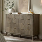 T4TREAM Fluted 9 Drawer Dresser, Modern Chest of Drawers, Curved Profile Design, Dresser TV Stand, Wood Drawer Organizer for Bedroom, Living Room, Hallway, Grey Alder
