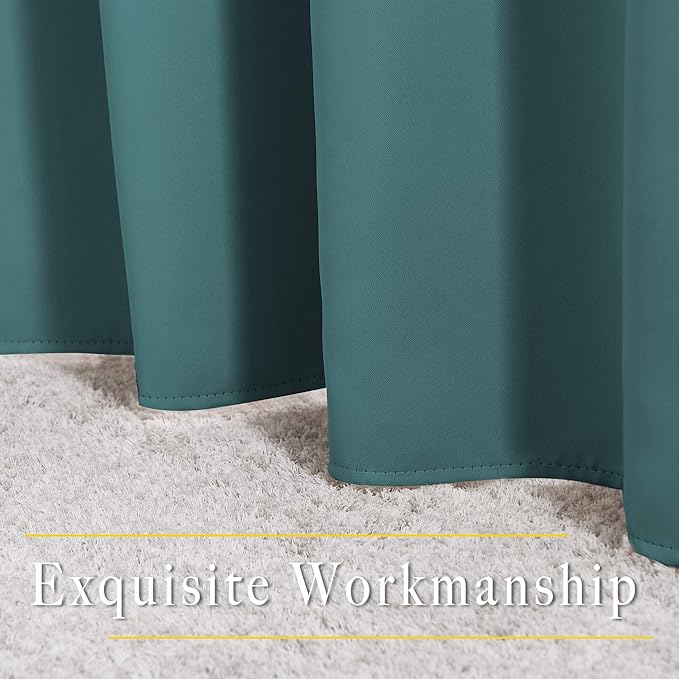 NICETOWN Room Darkening Curtain Panels - Home Fashion Ring Top Thermal Insulated Room Darkening Curtains for Bedroom/Living Room (2 Panels, 80" Wide by 95" Long, Sea Teal)