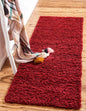 Unique Loom Solid Shag Collection Area Rug (2' 6" x 16' 5" Runner, Cherry Red)