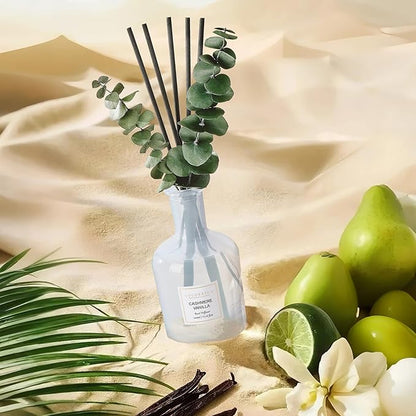COCORRÍNA Cashmere Vanilla Reed Diffuser – 6.76 oz Essential Oil with Sticks & Dried Eucalyptus Branches, Home Fragrance for Bedroom or Bathroom Décor