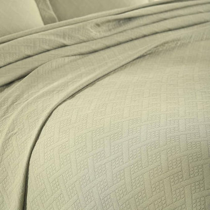 Superior 2 Piece Basketweave Cotton Bedspread Set, Home Bed Decor, Decorative Bed Spread, 1 Pillow Sham, Medium Weight Blanket, Matelasse Coverlet Bedding, Geometric Lattice Pattern, Twin, Sage
