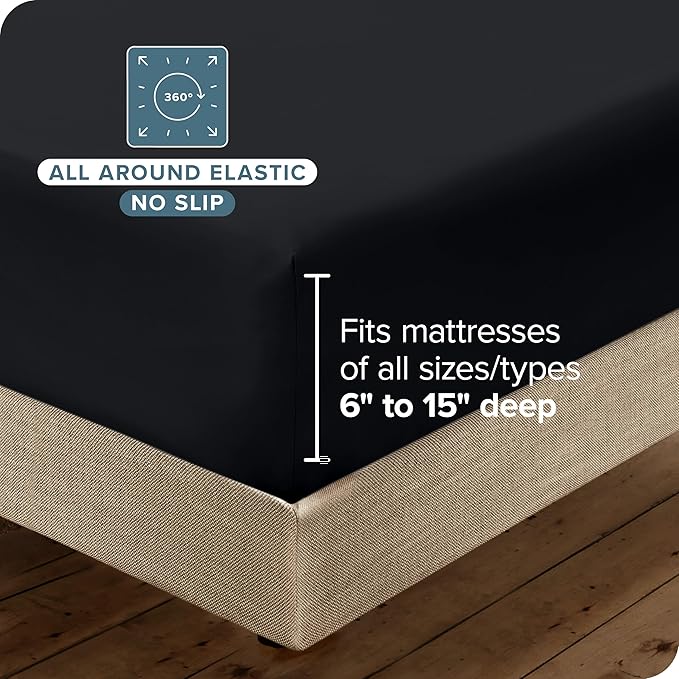 Bare Home Hotel Luxury King Sheet Set, Extra Soft - 6 Piece Set - Deep Pockets - Easy Fit - Cooling & Breathable - Wrinkle, Fade, Stain Resistant - Includes 4 Pillowcases (King, Black)
