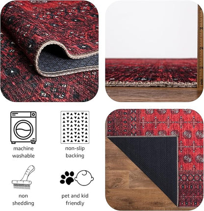 Keen Home Design 4x6 Rug - Machine Washable Area Rug with Non-Slip Backing, Ideal for Living Room, Dining Room, Bedroom - Vintage, Easy Clean, Durable, Low Pile Rug - (4' x 6')