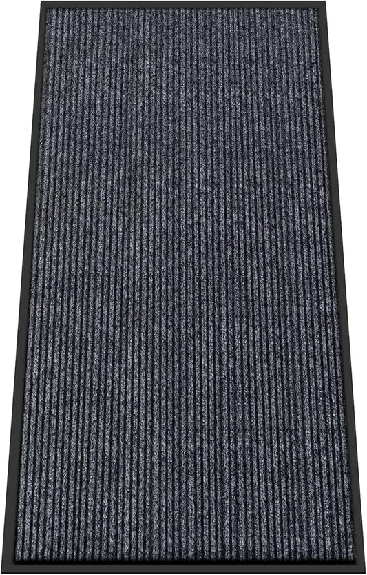 Kuyal Front Door Mat, 4'x8' Indoor Outdoor Entrance Mat, Commercial Floor Mats Inside Outside Entrance, Heavy Duty Durable Welcome Mats, Rubber Backing Non Slip Outdoor Mats for Entryway,Dark Gray
