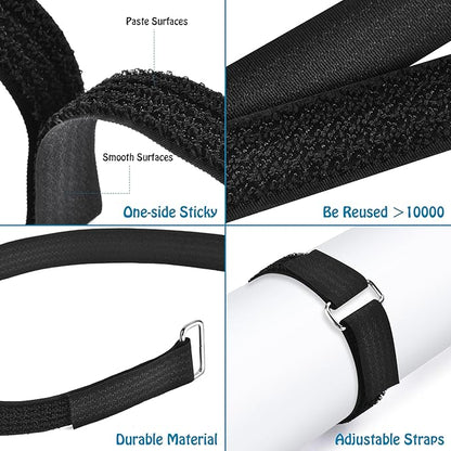 1"x39.4ft Hook and Loop Straps with 60 Buckles Adjustable Cut-to-Length Cable Ties Roll- Reusable Nylon Fastening Tape Cable Straps for Storage or Organization (1in x 39.4ft)