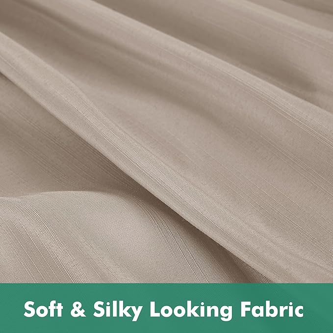 Biscaynebay Wrap Around Bed Skirts with Split Corners for Queen Beds 17" Drop, Light Camel Elastic Dust Ruffles Easy Fit Wrinkle & Fade Resistant Silky Luxurious Fabric Solid Machine Washable