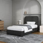 BarnFurin Twin Size Bed Frame, Boucle Upholstered Platform Bed Frame with Headboard, Modern Style, Soft Rounded Corners, No Box Spring Required, Easy Assembly, Black