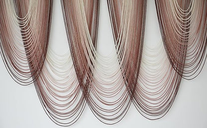 IOWER Macrame Wall Hanging Pink Dip-Dyed Large Macrame Wall Decor For Living Room Boho Fiber Art 57" W x 41" L