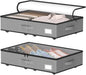Under Bed Storage with Wheels, No Assemble Required 5.5 inches height grey under bed storage bins,Low Profile Rolling Underbed Shoe Storage containers，dorm underbed storage drawers