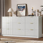 White 9 Drawer Dresser for Bedroom, 63" Wide Modern Fluted Dresser with Gold Metal Handles, Chest of Drawers for Bedroom, Living Room, Entryway, Hallway