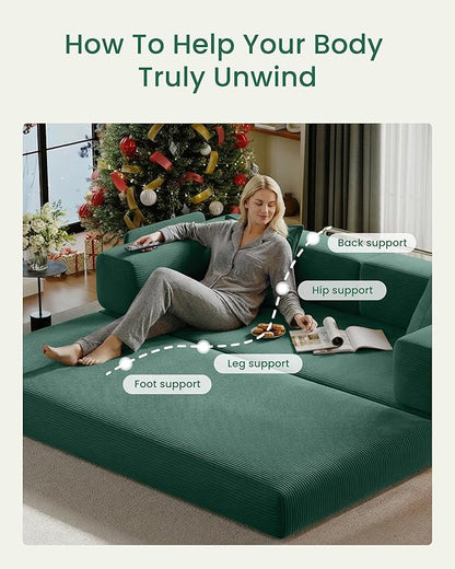 78.8" Convertible Sofa Bed,Corduroy Futon Couch with Storage Pocket,Folding Pull Out Futon Sofa,No Assembly Boneless Couch for Living Room, Emerald Green | Convertible Sofa Bed, Boneless Couch, sofa for living room, sleeper sofa, modular sofa