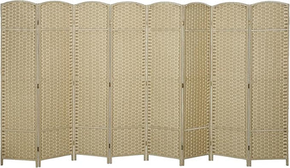 HOMCOM Room Divider, 8 Panel Folding Privacy Screen, 5.6' Tall Freestanding Wall Partition for Home Office, Bedroom, Beige