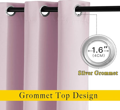 NICETOWN Room Darkening 78 inch Curtains for Doorway 2 Panels, Grommet Light Reducing Thermal Insulated Privacy Door Curtains Window Treatments for Bedroom, Baby Pink, W52 x L78