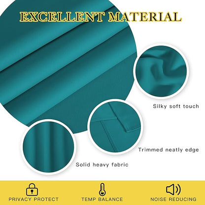 NICETOWN Extra Wide Blackout Peacock Teal Sliding Door Curtain - Thermal Curtains Room Divider Drape Light & Sound Blocking Blackout Window Treatment for Living Room & Bedroom (W100 x L108, 1 Panel)