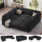 Modular Sectional Sofa with Adjustable Backrest, Large Convertible L/U-Shaped Sleeper Couch for Living Room, Cloud Sofa Bed Modern Reversible Design, Black