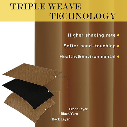 NICETOWN Blackout Patio Curtains 100 x 144 Inches Long for Sliding Door Extral Wide Blackout Curtain Panels Thermal Insulated Room Divider - Grommet Top, 100" W x 144" L, 1 Panel, Gold Brown