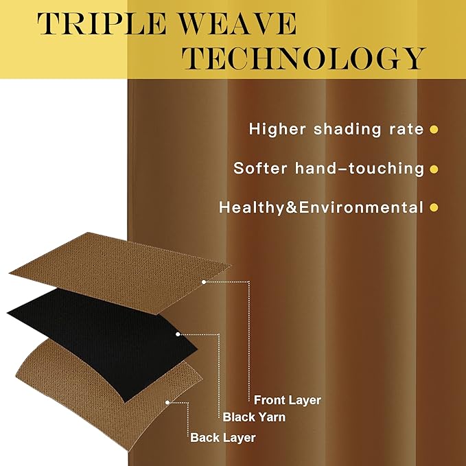 NICETOWN Blackout Drapery Curtain Panel 90 inches Long - Window Treatment Thermal Insulated Grommet Blackout Curtain/Drape for Bedroom Living Room (Gold Brown, 1 Panel, 46 by 90 inches)