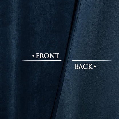 StangH 120 inches Long Blackout Velvet Curtains - Navy Blue Light Blocking Thermal Insulated Window Curtains for Bedroom Living Room, High Ceiling Backdrops for Office, W52 x L120, 2 Panels