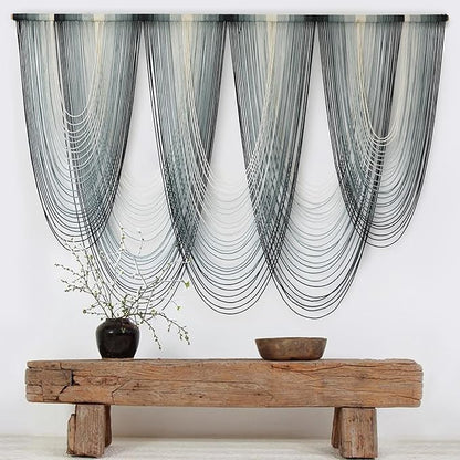IOWER Large Macrame Wall Hanging Dip-Dyed Macrame Wall Decor Boho Wall Decor Craftsmanship Fiber Art 57" W x 41" L