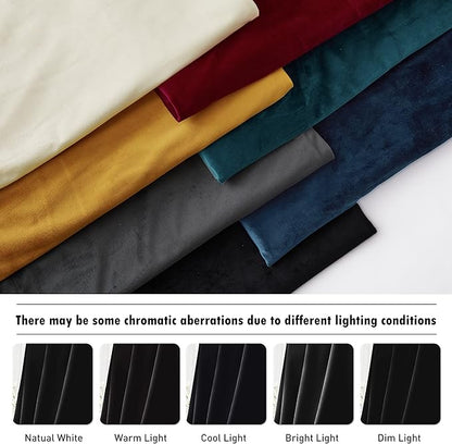 RYB Home Velvet Curtains 96 inches - Blackout Heavy Duty Curtains Soft Luxury Back Tap Window Covering Privacy Protection for Kids Room Bathroom Parlor, Black, W52 x L96 inches, 2 Panels