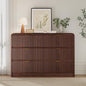 FURSUN Fluted 6 Drawers Dresser for Bedroom, 54" Wide Wooden Dresser with Metal Handle, Curved Profile Design, Modern Storage Organizer for Bedroom, Living Room, Hallway, Walnut