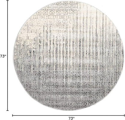 Unique Loom Del Mar Collection Area Rug - Jennifer (6' 1" Round, Gray/ Black)