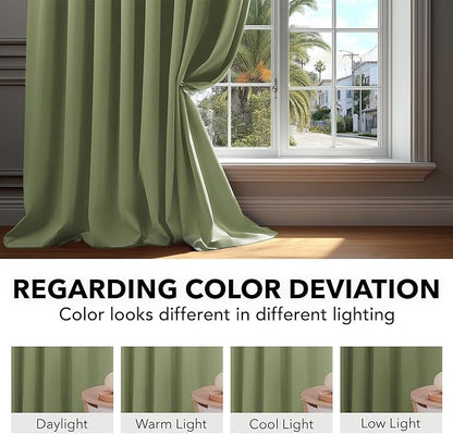 Deconovo Blackout Curtains, Thermal Insulated, W52 x L84 2 Panels, Back Tab, Machine Washable, Room-Darkening Drapes for Bedroom/Living Room Sage Green