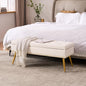 Velvet Storage Bench with Gold Legs& Nailhead Trim, 40" Wide Upholstered Modern Bedroom Bench for End of Bed, Tufted Ottoman for Entryway Living Room Dining Room (Ivory White, 40" W)