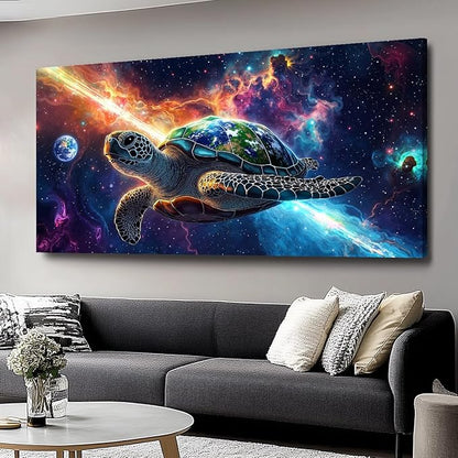 Canvas Wall Art - Modern Turtle cosmic landscape Paintings for Living Room, Bedroom Wall Decor, Framed Wall Art for Home or Office Decoration, Large Art 60x120cm(24x48in)