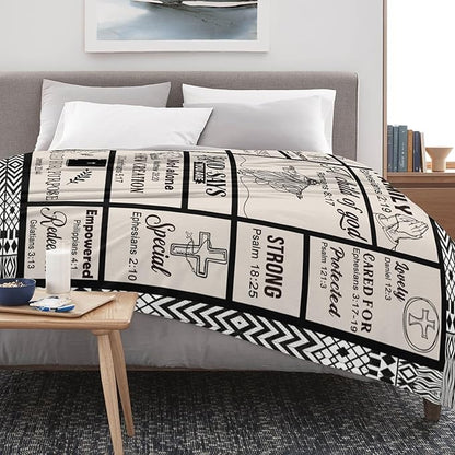 Bible Verse Christian Gift Blanket 60"x80", Inspirational Faith Throw for Believers, I Am a Child of God Blanket,Baptism Spiritual Gifts for Catholic Men Women