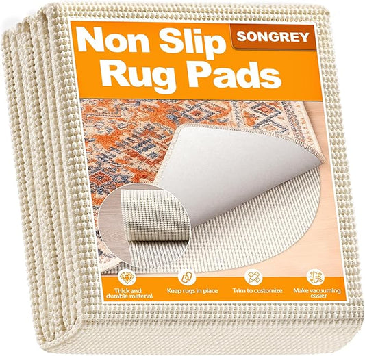Songrey Non-Slip Rug Pad Round 8 FT, Extra Thick Carpet Pads for Hard Surfaces, Prevents Sliding and Secures Rugs, Provides Floor Protection with Comfort Cushioning