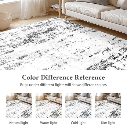 Area Rugs 6x9 Rug for Living Room - Machine Washable Neutral Modern Abstract Soft Rugs for Dining Room Floor Non-Shedding Carpets for Bedroom Farmhouse Home Office Decor