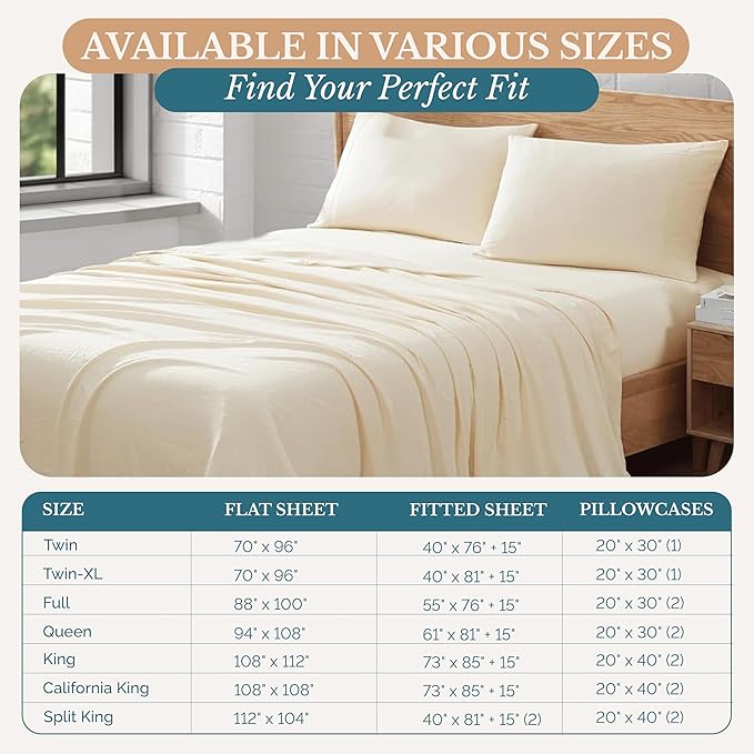 Casa Platino Queen Sheets Set, Soft & Cozy Bed Sheet Set for Queen Size Bed, 4 Piece Pre-Washed Microfiber Sheets with Deep Pocket Fitted Sheet, Breathable & Lightweight Everyday Bedding – Ivory